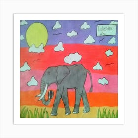 Elephant In The Grass Art Print