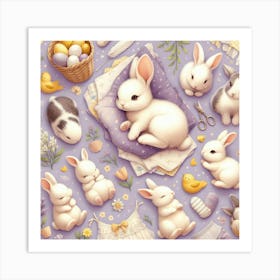 Easter Bunnies Nursery Art Print