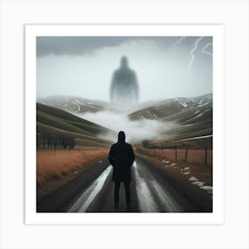 Man Standing On A Road 2 Art Print