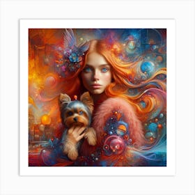 Girl With A Dog 2 Art Print