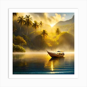 Firefly A Boat On A Beautiful Mist Shrouded Lush Tropical Island 2609 (1) Art Print