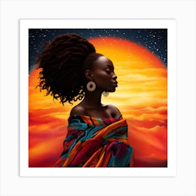 African Woman With Dreadlocks 2 Art Print