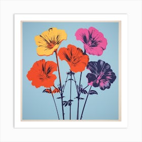 Andy Warhol Style Pop Art Flowers Florals 6 Square Art Print