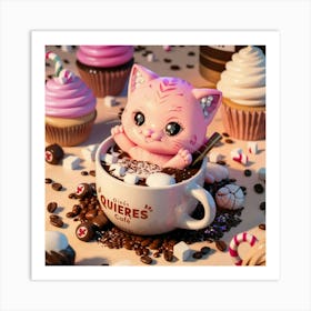 Cat In A Cup Art Print