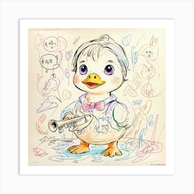 Duck With Trumpet 1 Art Print