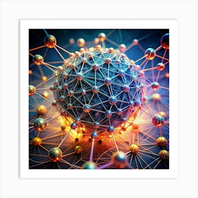 3d Rendering Of A Networked Sphere Art Print