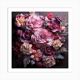 Paper Flowers On A Dark Background Art Print