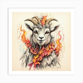 Goat In Fire Art Print