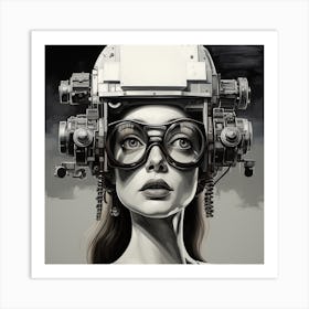 Girl In A Helmet Art Print