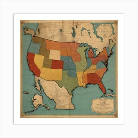 Default Vintage Map Usa Aesthetic 3 Art Print