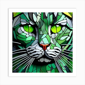 Cat, Pop Art 3D stained glass cat superhero limited edition 14/60 Art Print