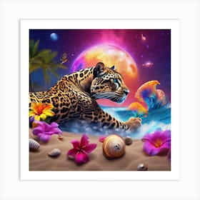 Jaguar On The Beach Art Print