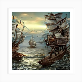 Pirate Ships Art Print