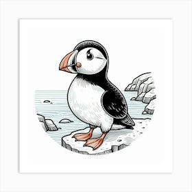 Line Art puffin 1 Art Print