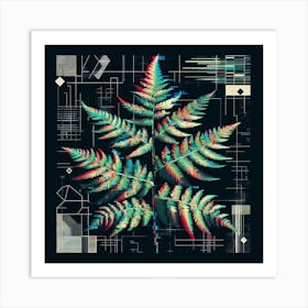 Glitch fern, Glitch art 2 Art Print