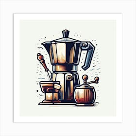 Illustration Of A Coffee Maker Art Print