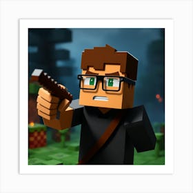 Minecraft Character Holding A Gun Art Print