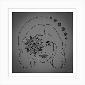 Woman With A Flower In Her Eye 1 Art Print