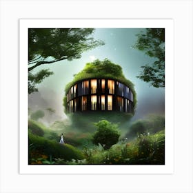 Futuristic House In The Forest Art Print