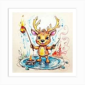 Fishing Deer 2 Art Print