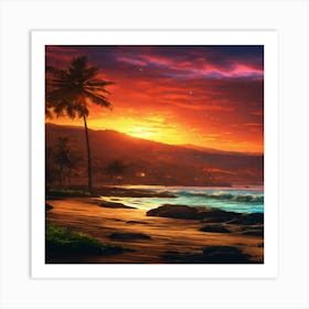 Sunset On The Beach 16 Art Print