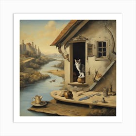 Cat In The House Art Print