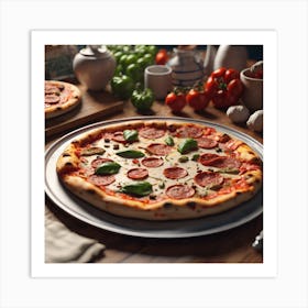 Pizza On A Table 1 Art Print