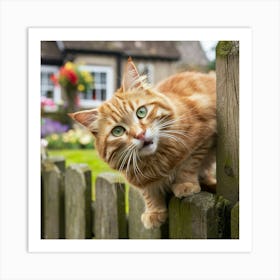 Cat On A Fence Art Print