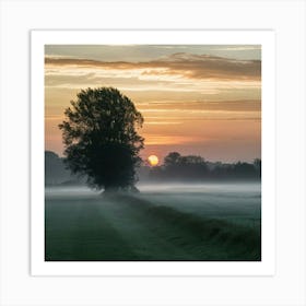 Sunrise Over A Field Art Print