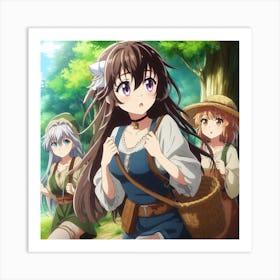 Anime Girls Camping Adventure Art Print