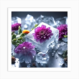 Flowers On Ice 1 Art Print