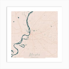 Memphis Tennessee Pink and Blue Cute Script Street Map 1 Art Print