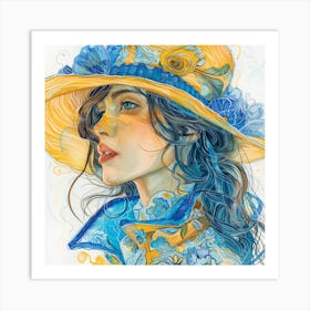 Blue And Yellow Hat Art Print