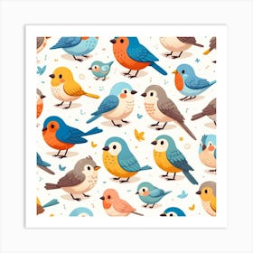 Colorful Birds Seamless Pattern 2 Art Print