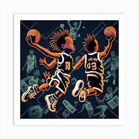 Two Basketball Players Art Print