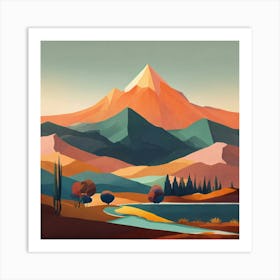 Abstract Mountain Landscape Art Print