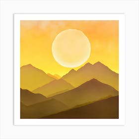 Sunset In The Mountains Art Print