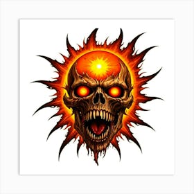 Skull With Flames Art Print