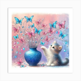 Blue Butterflies Art Print