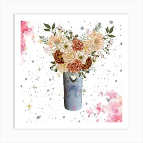 Pink Flowers In A Vase Art Print