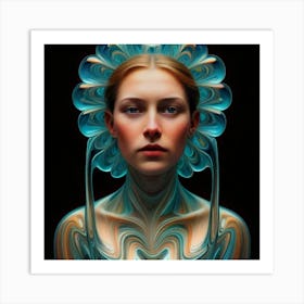 Female Portrait Made Of Fluid Glass Work Of A S Art Print