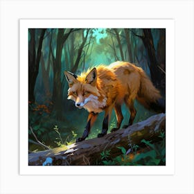 Fox In The Forest  Art Print