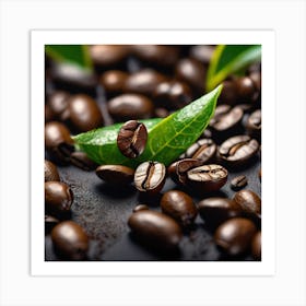 Coffee Beans On Black Background Art Print