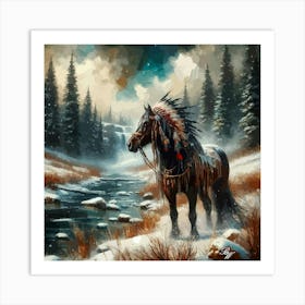 Abstract Native American Horse 3 Art Print