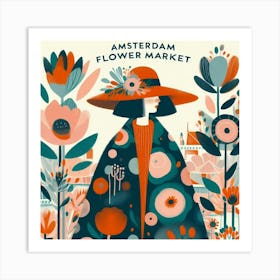 Abstract Woman in Amsterdam Flower Market Art Print