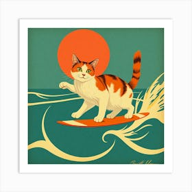 Surf Cat Art Print