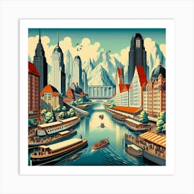 Cityscape Of Berlin Art Print