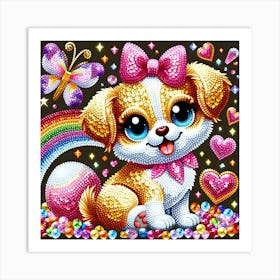 Diamond Painting Of A Puppy Art Print