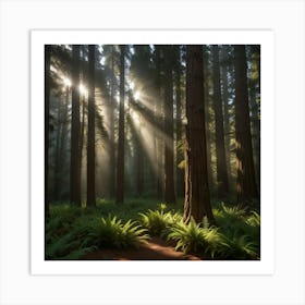 Sunbeams In The Forest Art Print