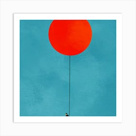 Man Holding A Red Balloon Art Print